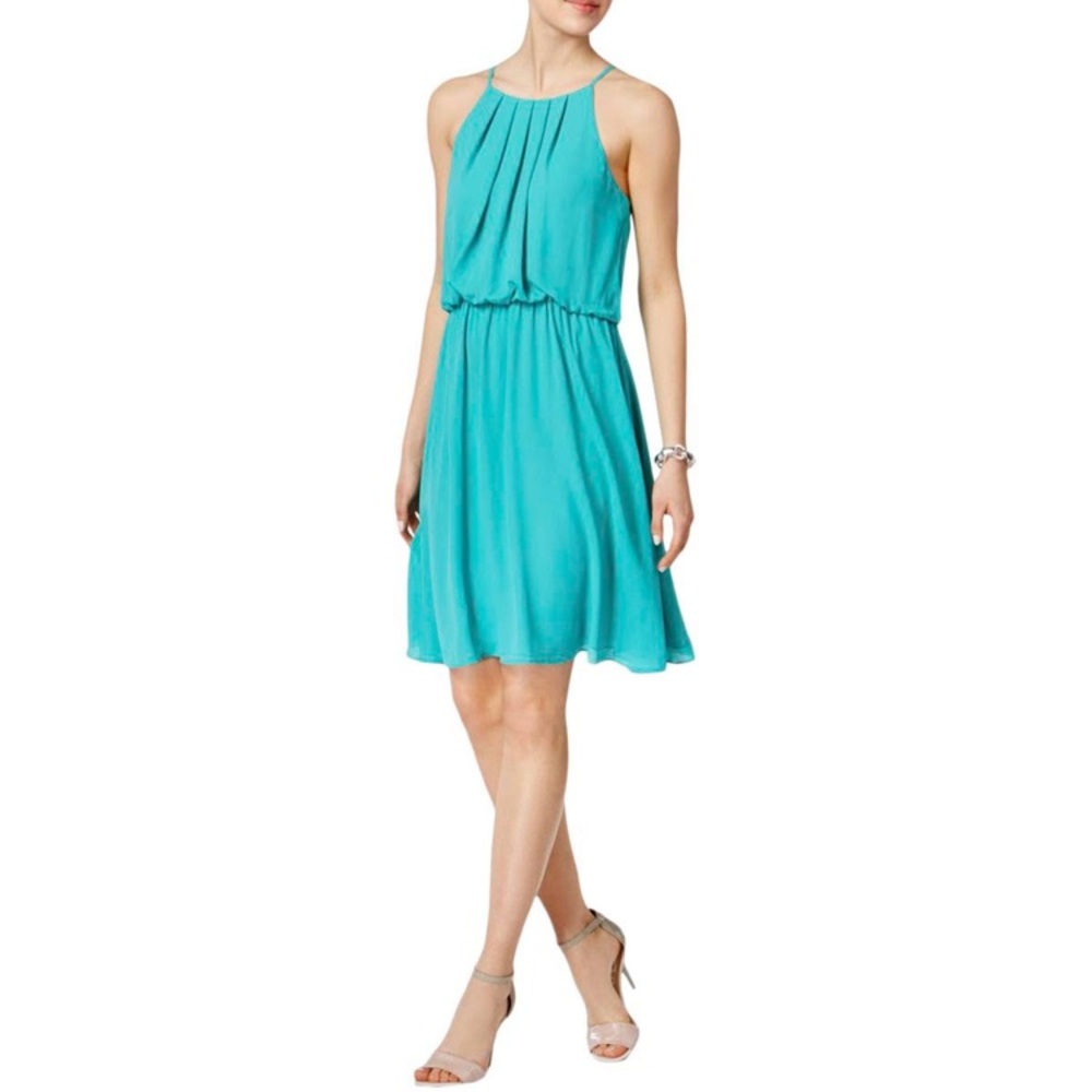 Nine West Teal Below the Knee Blouson Dress